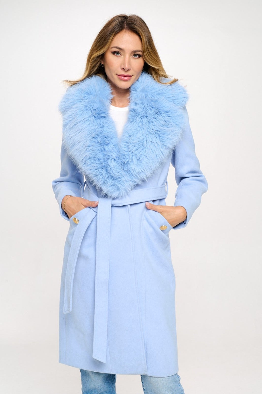 Divamo - Pastel Blue Luxury Fur Coat