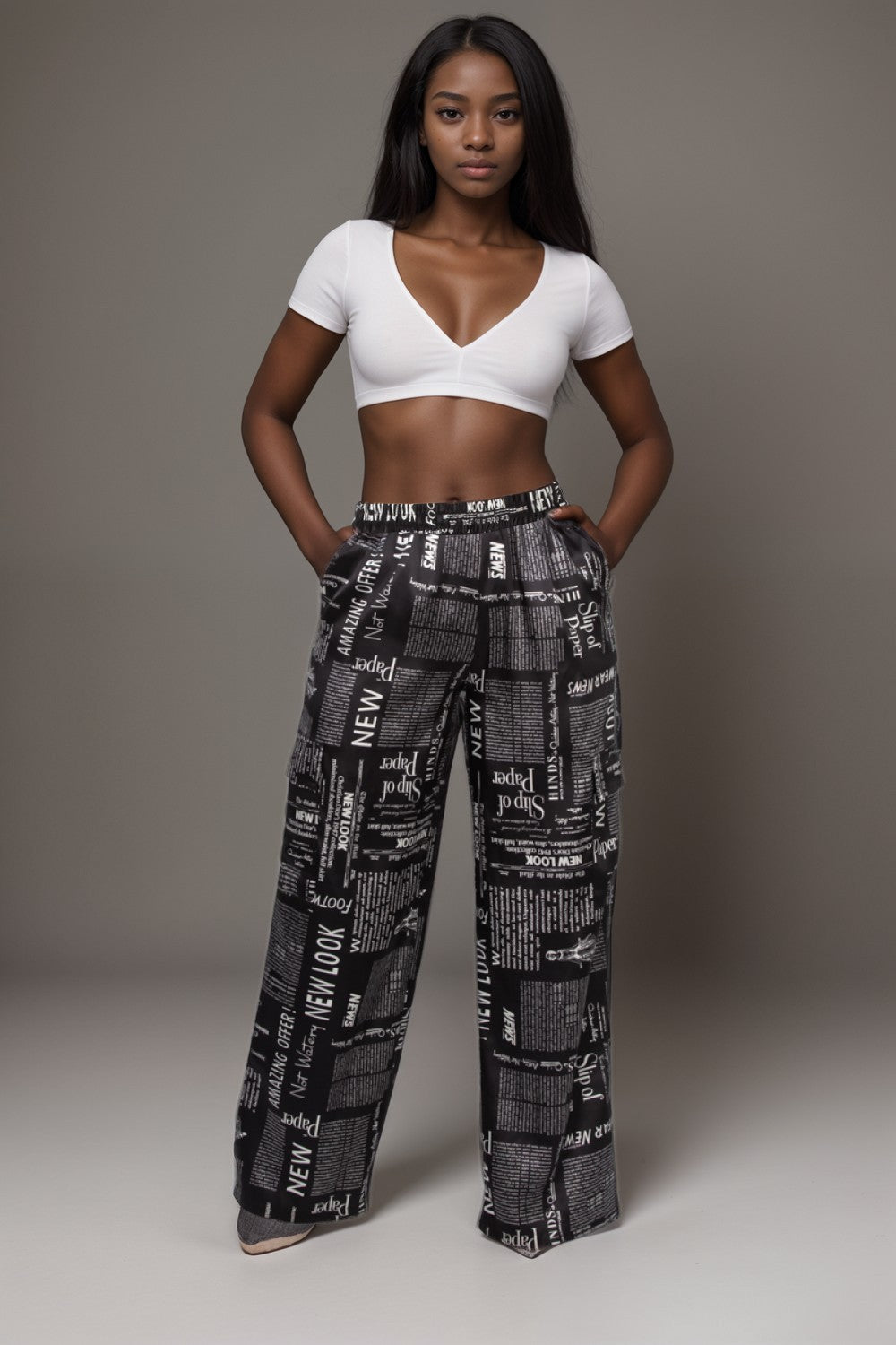 Divamo - LETTERING WIDE LEG CARGO PANTS