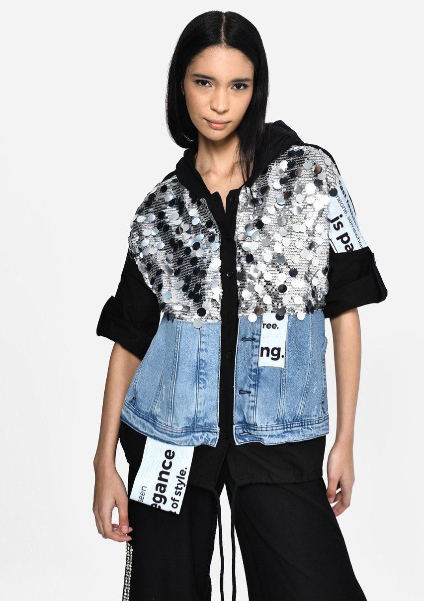 Divamo - Vest With Hoodie Denim/ Sequence (Top Only)