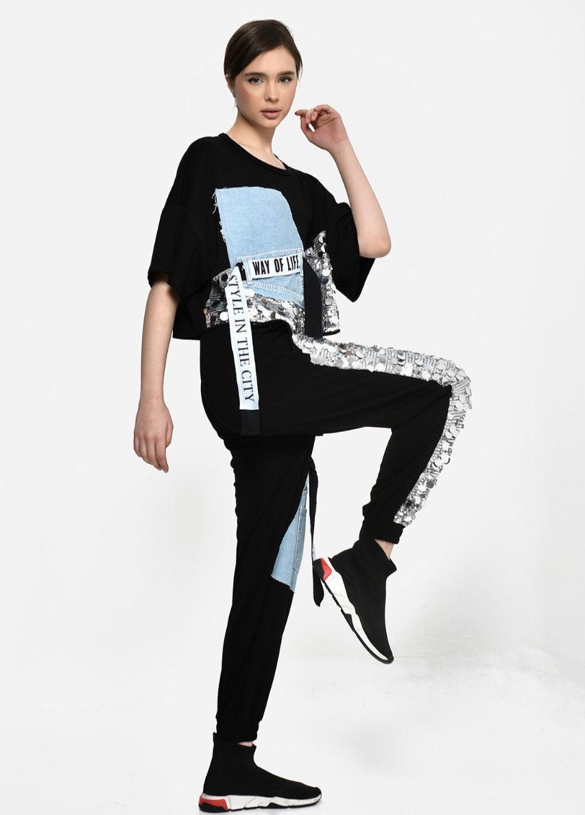 Divamo - Cotton/Denim Set with Sequence