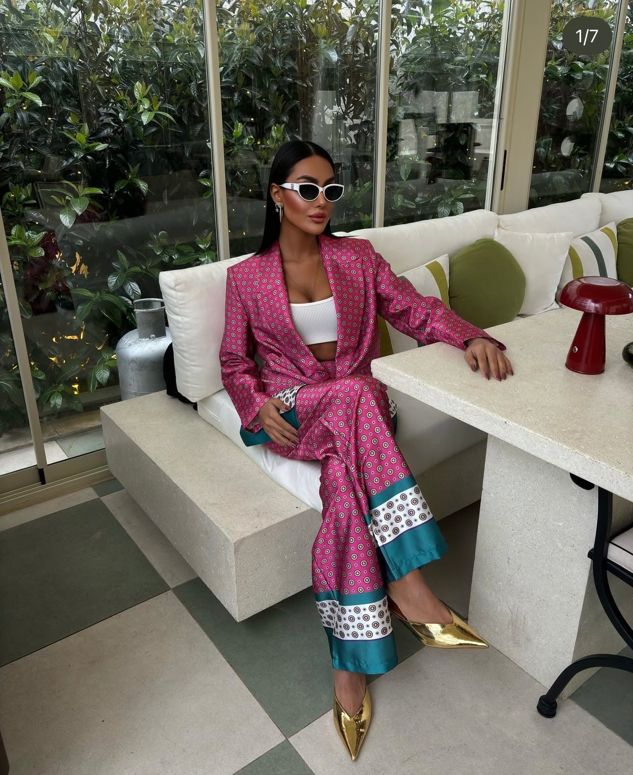 Divamo - Satin Printed Set (Jacket and Pant)