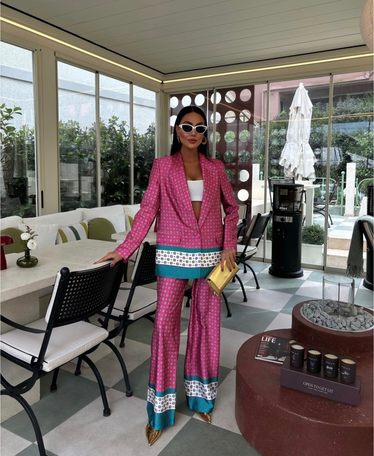 Divamo - Satin Printed Set (Jacket and Pant)