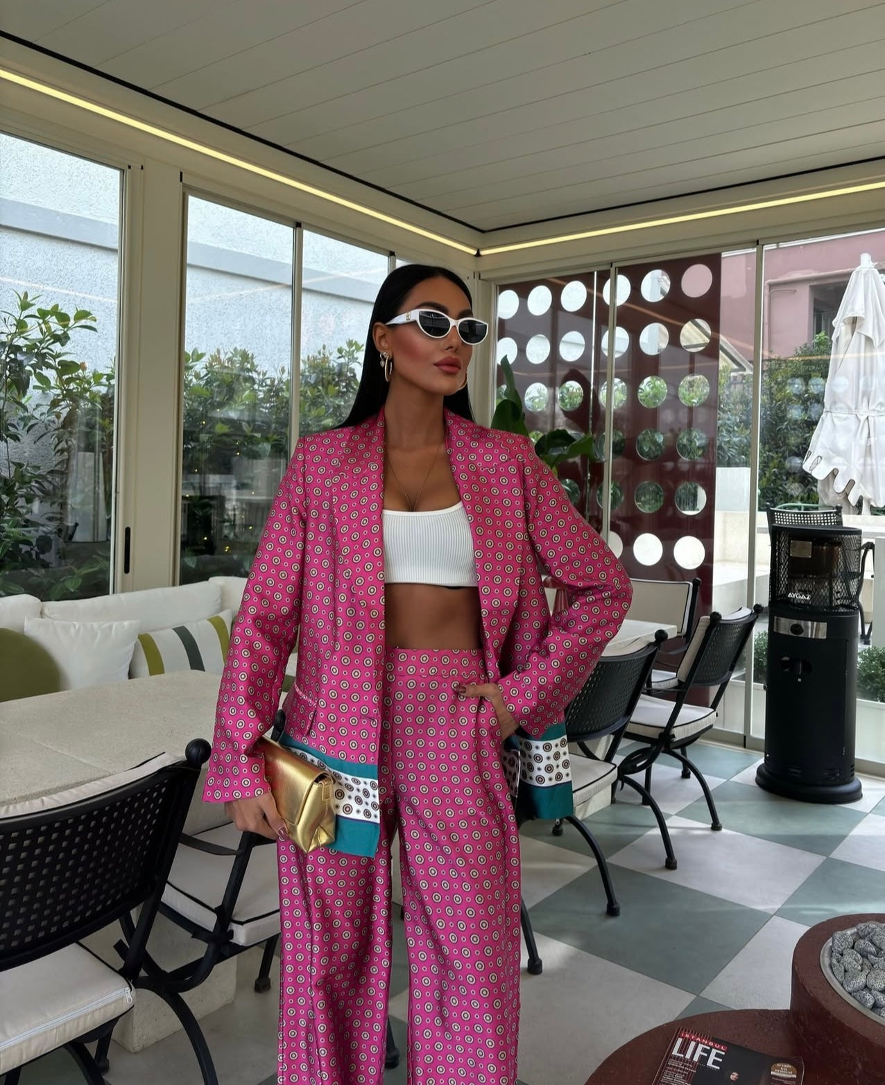 Divamo - Satin Printed Set (Jacket and Pant)