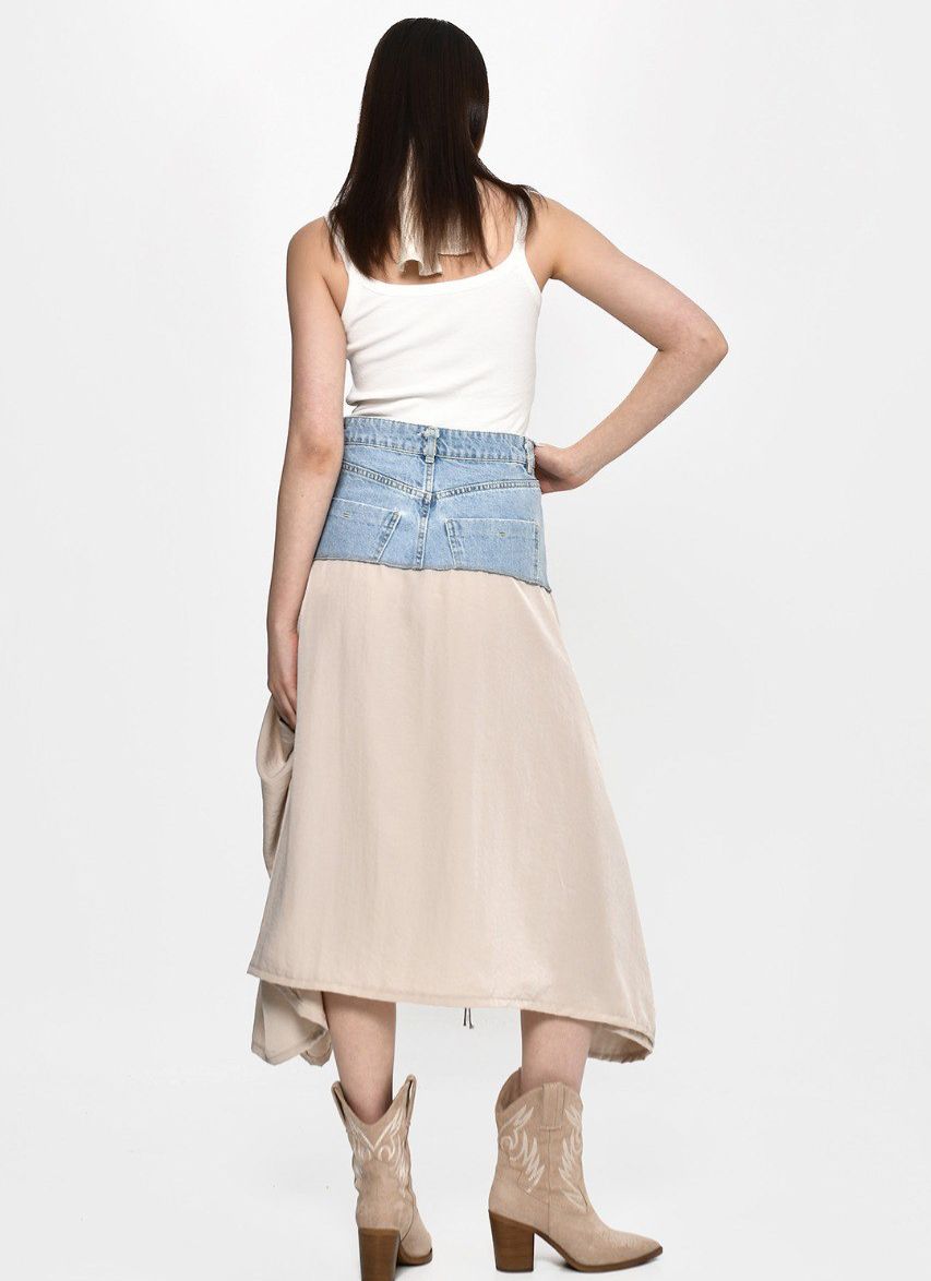 Divamo - Women's Vintage Denim Cargo Skirt - BG/Denim