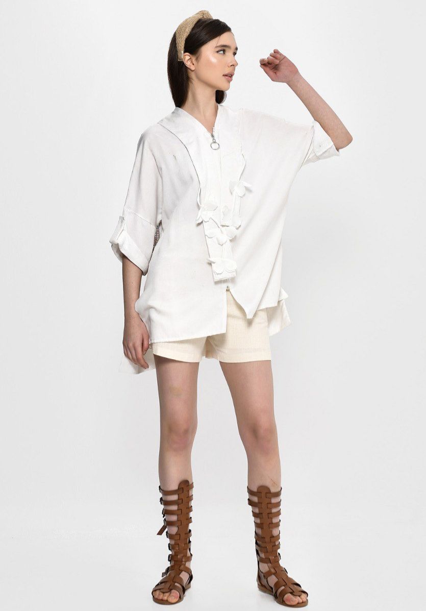 Divamo - Linen Vest With Fishnet Back