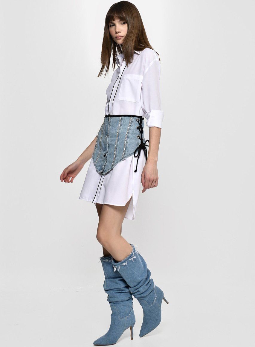 Divamo - Shirt Dress with Denim Belt