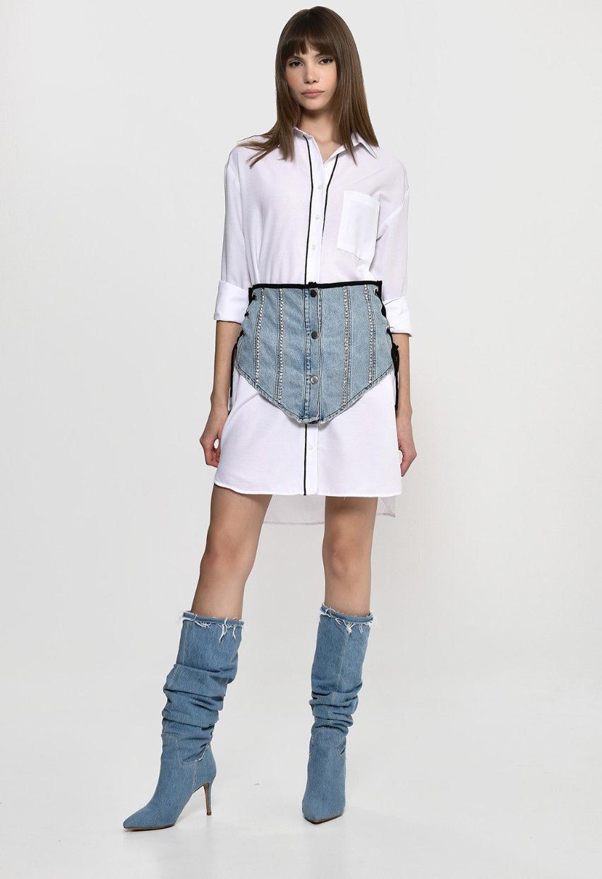Divamo - Shirt Dress with Denim Belt