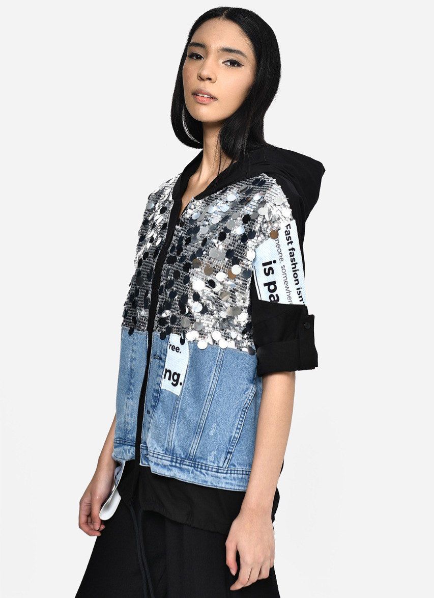 Divamo - Vest With Hoodie Denim/ Sequence (Top Only)